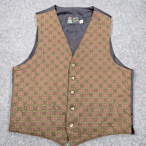 Johnny Lambs Other - Johnny Lambs Milano Mens XL 52 Olive Green Medallion Quilted Lining Vest